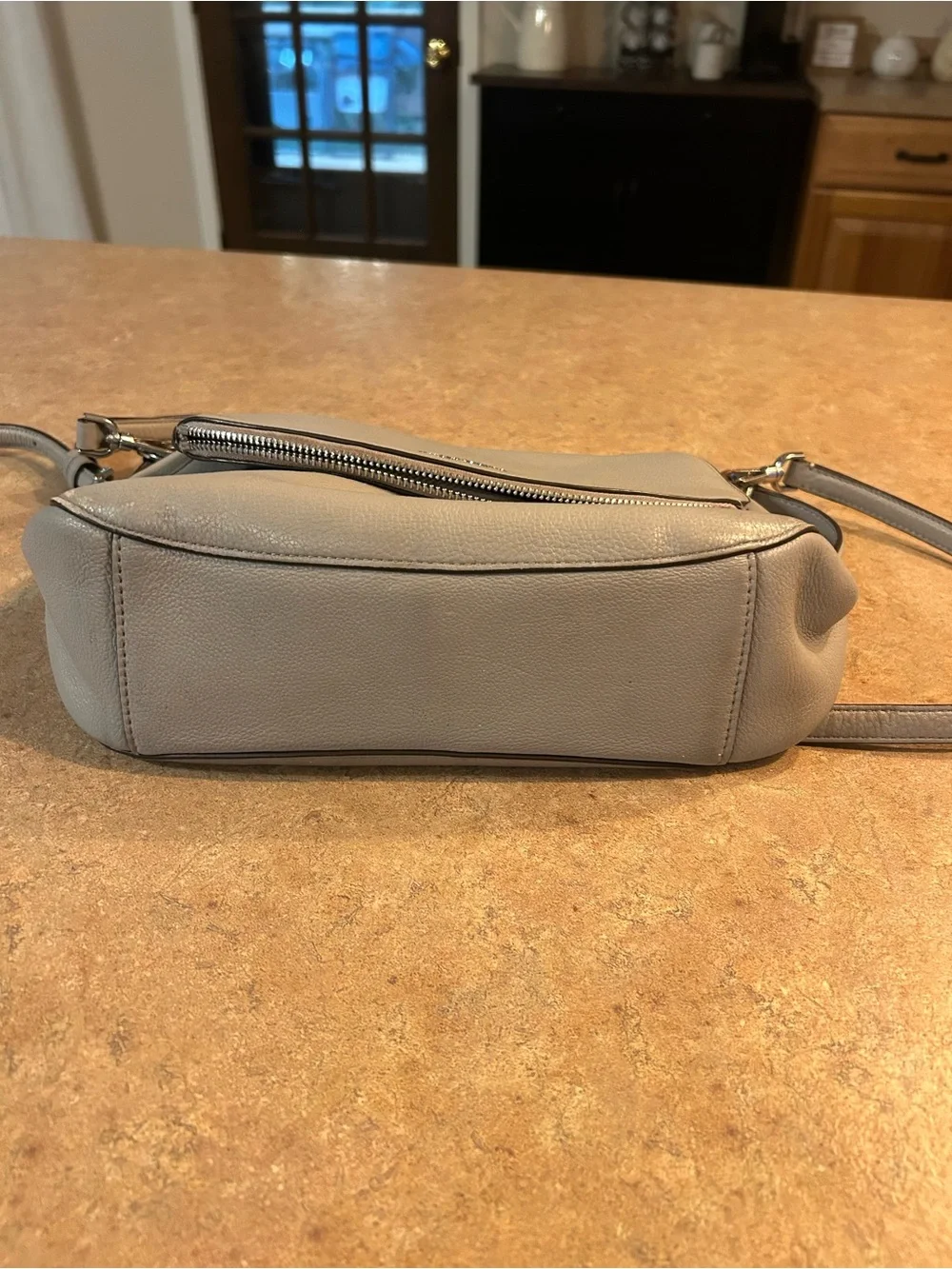 kate spade Light Gray Pebbled Leather Crossbody Flap Bag